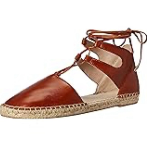 Kenneth Cole Women's Cognac Leather Beverly Espadrille Flats Sz 8M - Picture 1 of 11